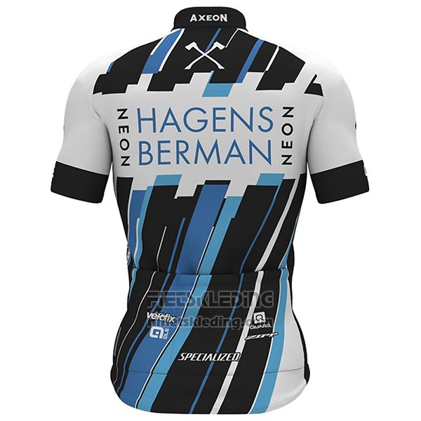 2017 Fietskleding Axeon Hagens Berman Wit en Zwart Korte Mouwen en Koersbroek